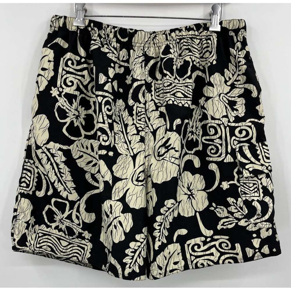Natural Life Tropical Tiki Print Swim Trunks XL Mesh Lined Drawstring Pockets